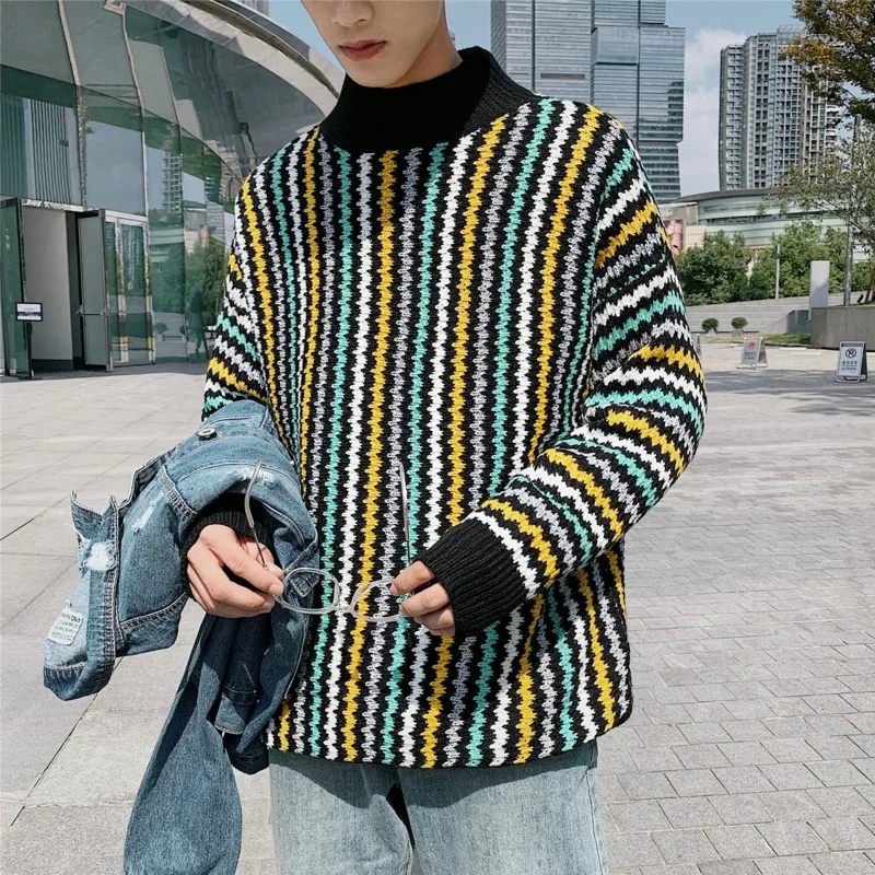 Turtleneck Sweater Men Winter New Fashion Male Clothes Stripe Loose Casual Warm Long Sleeve Knit Pullover Man Streetwear
Turtleneck Sweater Men Winter New Fashion Male Clothes Stripe Loose Casual Warm Long Sleeve Knit Pullover Man Streetwear