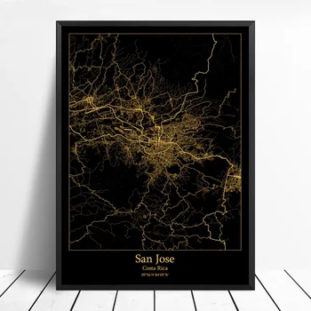 San Jose Costa Rica city map Black and Gold City Map Modern City Canvas Art Print Wall Pictures for Living Room No Frame
San Jose Costa Rica city map Black and Gold City Map Modern City Canvas Art Print Wall Pictures for Living Room No Frame