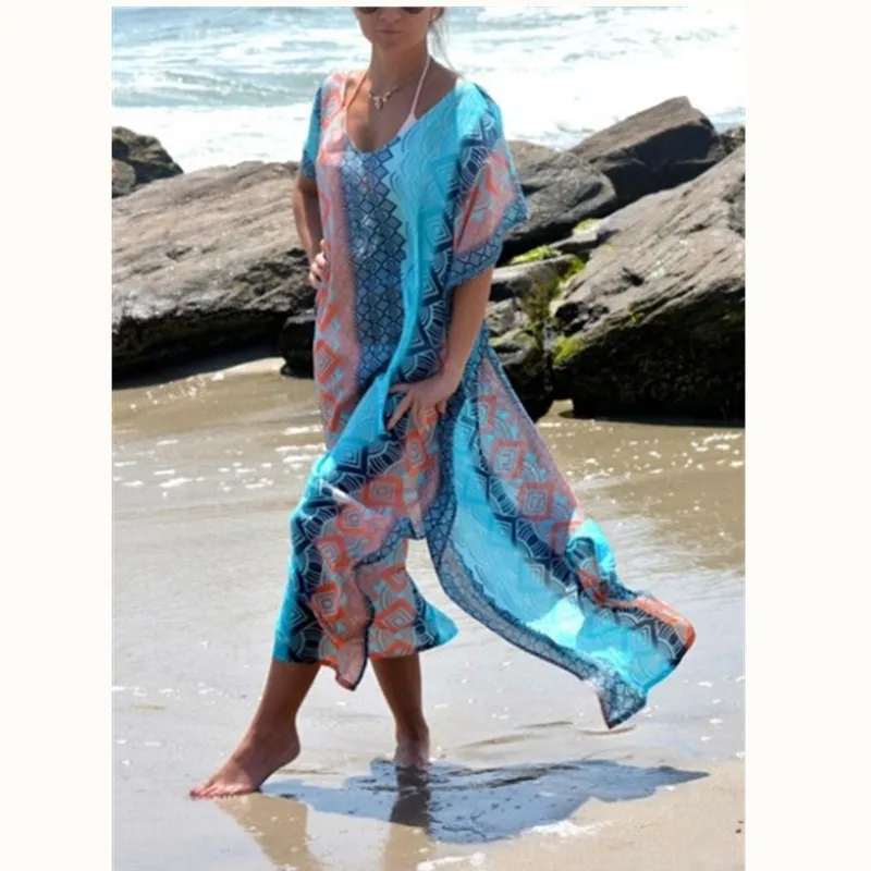 2019 Newest Style Beach Dress Sarongs Short Sleeve V-Neck Chiffon Swimwear Swimsuit Bathing Suit Cover Ups Dress
2019 Newest Style Beach Dress Sarongs Short Sleeve V-Neck Chiffon Swimwear Swimsuit Bathing Suit Cover Ups Dress