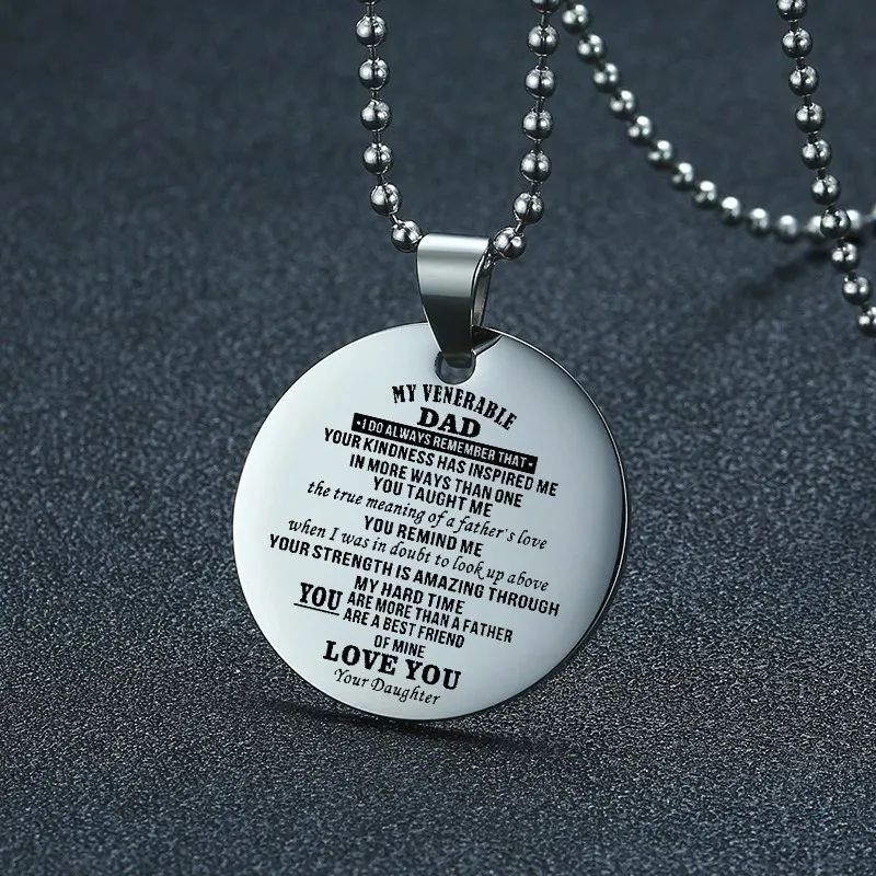 Father Day My Venerable Dad You Taught Me Love Daughter Pendant Necklace Customized Stainless Steel Birthday Military Gift
Father Day My Venerable Dad You Taught Me Love Daughter Pendant Necklace Customized Stainless Steel Birthday Military Gift