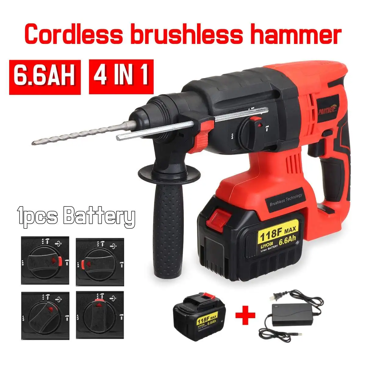 4 In 1 6.6Ah/4.0Ah Electric Impact Drill Rotary Hammer Brushless Motor Cordless Electric screwdriver+Electric hammer&Drill
4 In 1 6.6Ah/4.0Ah Electric Impact Drill Rotary Hammer Brushless Motor Cordless Electric screwdriver+Electric hammer&Drill