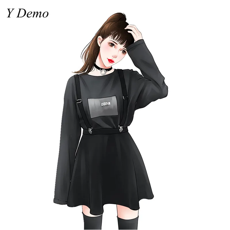 Preppy Style Black Chic Straps Skirt Harajuku Female Casual High Waist Short Skirt O-neck Sweatshirt
Preppy Style Black Chic Straps Skirt Harajuku Female Casual High Waist Short Skirt O-neck Sweatshirt