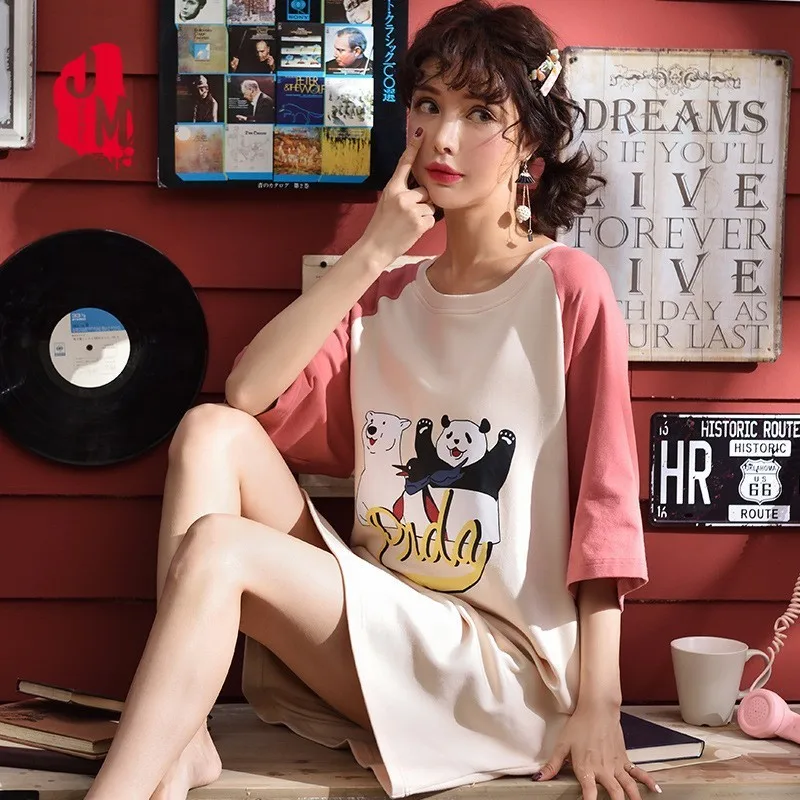 Summer Sleep Lounge Nightdress 100% Cotton Women Nightgowns Sweet Girl Night Wear Dress Letter Cartoon Female Sleepshirts XXL
Summer Sleep Lounge Nightdress 100% Cotton Women Nightgowns Sweet Girl Night Wear Dress Letter Cartoon Female Sleepshirts XXL