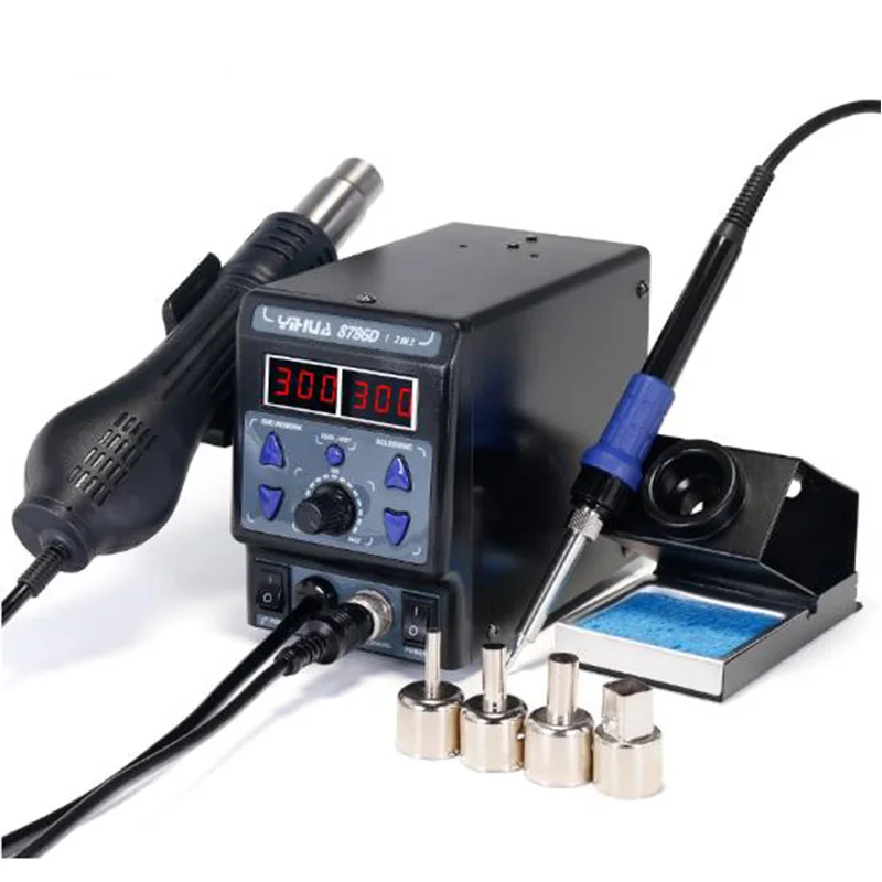 700W 2 In 1 BGA Rework Soldering Station Double LCD Display Air Blower Iron Set PCB Circuit Desoldering Repair Tool
700W 2 In 1 BGA Rework Soldering Station Double LCD Display Air Blower Iron Set PCB Circuit Desoldering Repair Tool