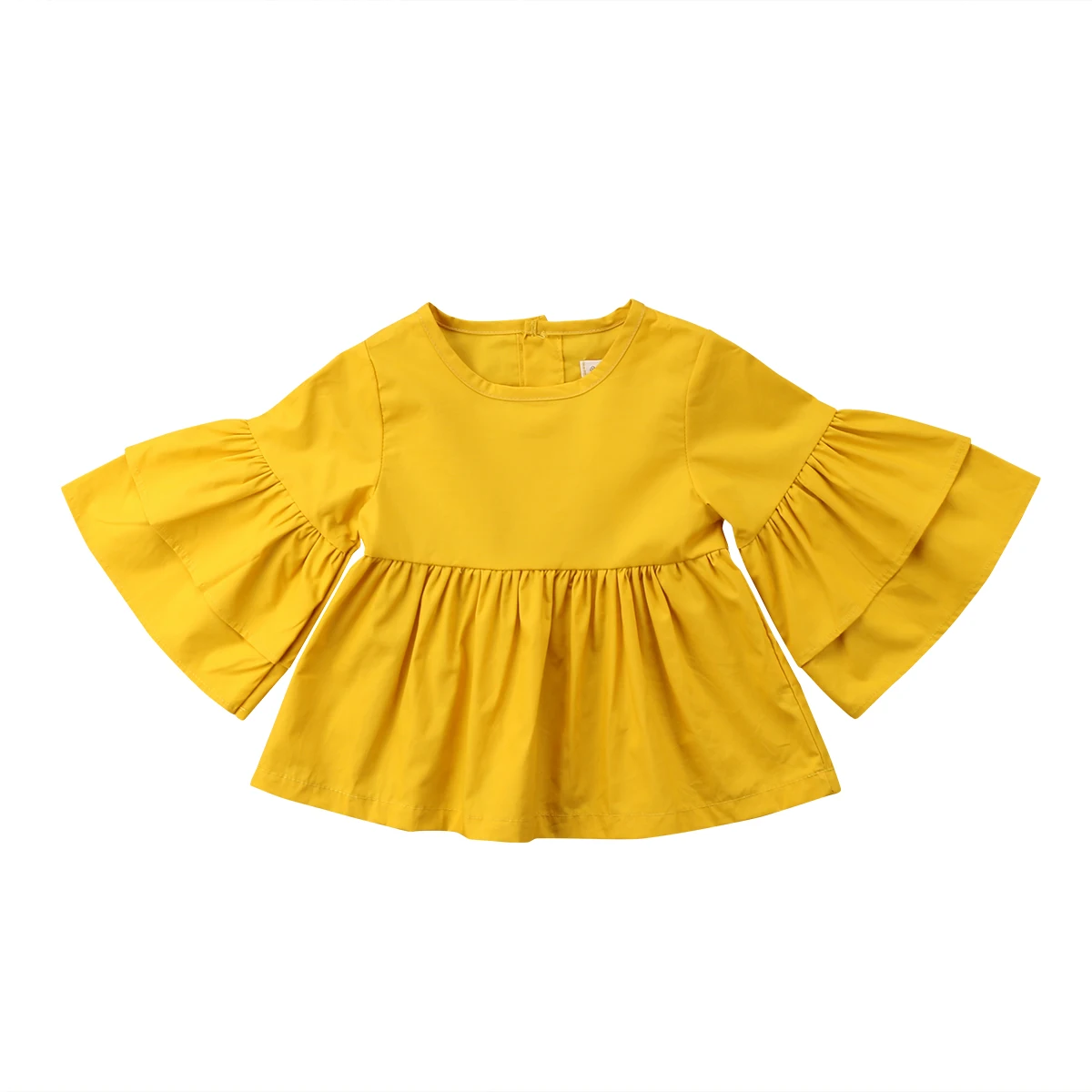 Фото Детские хлопковые топы с рюшами для маленьких девочек футболка блузка наряды 2019 |