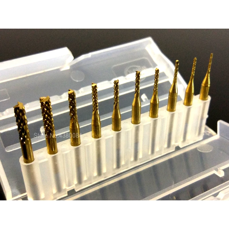 10Pcs Set Boxed 0.8-3.175mm Corn Milling Cutter Carbide Material PCB Drill Bits 1/8" Round Shank CNC Tungsten Cobalt Alloy Tools
10Pcs Set Boxed 0.8-3.175mm Corn Milling Cutter Carbide Material PCB Drill Bits 1/8" Round Shank CNC Tungsten Cobalt Alloy Tools