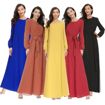 5 Colors Abaya Muslim Long Dress Women Casual Dubai Maxi Gown Middle East Robe Solid Color Elegant With Belt Long Sleeve Fashion
5 Colors Abaya Muslim Long Dress Women Casual Dubai Maxi Gown Middle East Robe Solid Color Elegant With Belt Long Sleeve Fashion