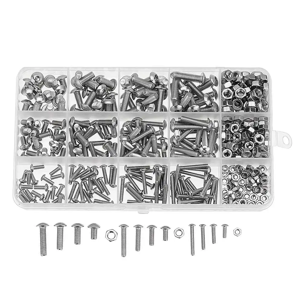 440Pcs M3 M4 M5 Carbon Steel Screw Hex Socket Cap Head Bolt Nut Assortment Kit For Machine Parts Die Fixturing Clamping
440Pcs M3 M4 M5 Carbon Steel Screw Hex Socket Cap Head Bolt Nut Assortment Kit For Machine Parts Die Fixturing Clamping