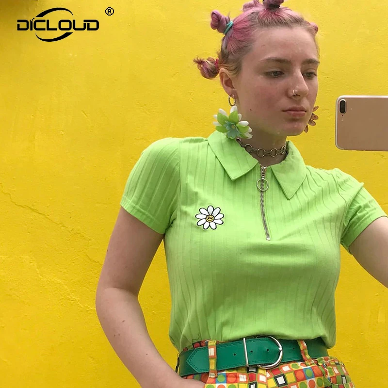 Harajuku Sweet Green Knitted Punk T Shirts Women 2019 Spring Summer New Tops Tees Short Sleeve Daisy Embroidery Tshirt Femme
Harajuku Sweet Green Knitted Punk T Shirts Women 2019 Spring Summer New Tops Tees Short Sleeve Daisy Embroidery Tshirt Femme