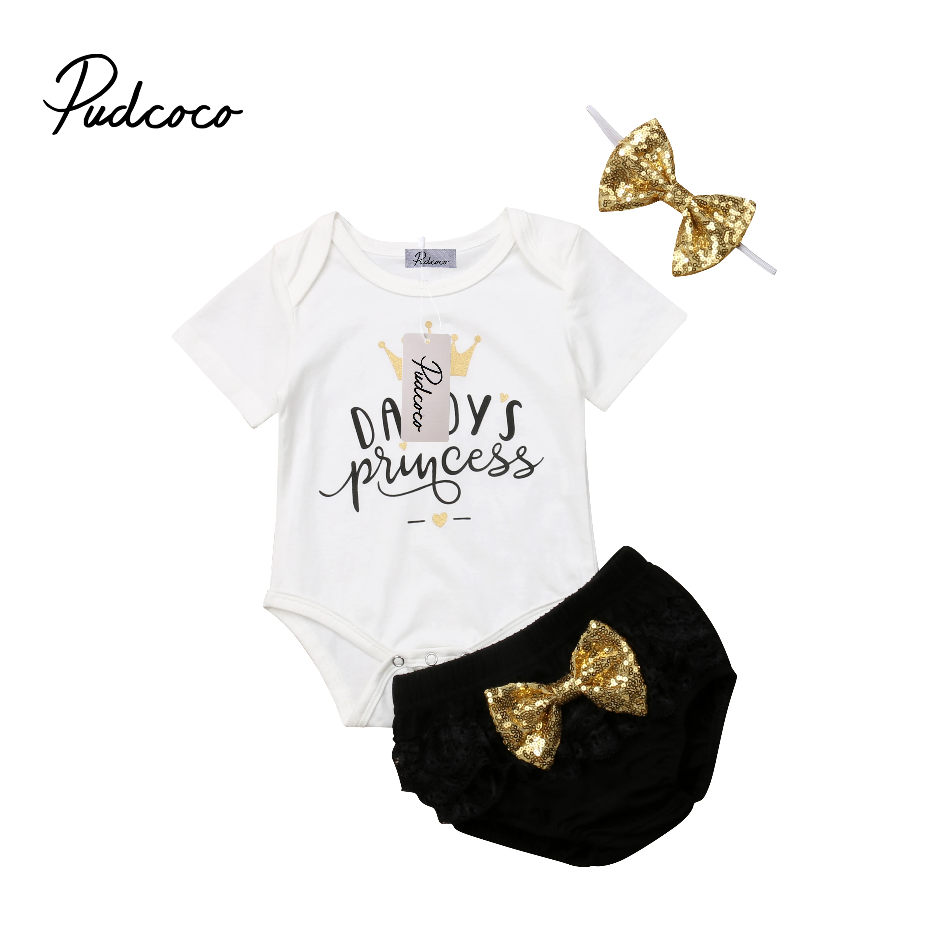 Newborn daddy s princess Baby Girls Outfits Clothes Tops Romper Bodysuit +Tutu Shorts Pants Headband 3pcs Children Clothing Set
Newborn daddy s princess Baby Girls Outfits Clothes Tops Romper Bodysuit +Tutu Shorts Pants Headband 3pcs Children Clothing Set