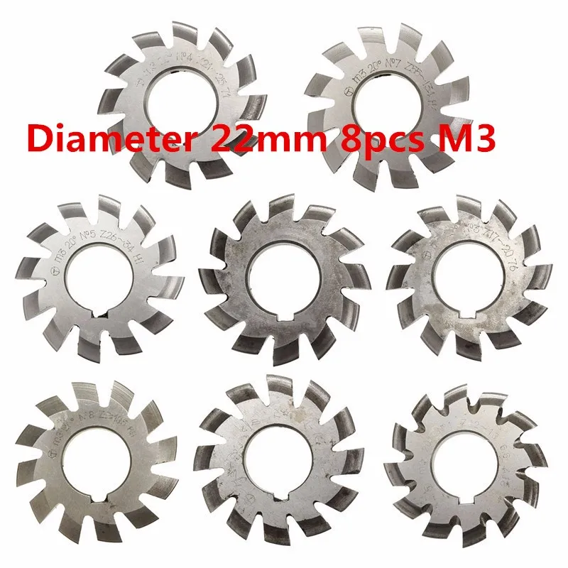 Module 3 M3 PA20 Degrees Bore 22mm #1-8 HSS Involute Gear Milling Cutter High Speed Steel Milling Cutter Gear Cutting Tools
Module 3 M3 PA20 Degrees Bore 22mm #1-8 HSS Involute Gear Milling Cutter High Speed Steel Milling Cutter Gear Cutting Tools