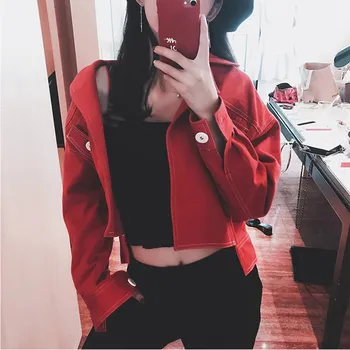 2019 Spring Women Denim Jacket Vintage Cropped Short Denim Coat Pockets Long Sleeve Loose Red Jeans Tops
2019 Spring Women Denim Jacket Vintage Cropped Short Denim Coat Pockets Long Sleeve Loose Red Jeans Tops