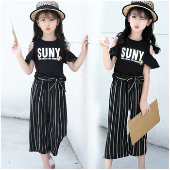 Children's Sets Girls' Summer Short Sleeve T Shirt +pant Suit 2018 New Children's Big Girl's Black and White Two-piece Sets
Children's Sets Girls' Summer Short Sleeve T Shirt +pant Suit 2018 New Children's Big Girl's Black and White Two-piece Sets