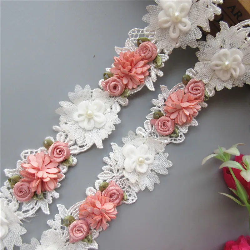 New Soluble White and Pink Pearl Rose Flower Embroidered Lace Trim Ribbon Fabric Sewing Craft For Costume Hat Shoes Decoration
New Soluble White and Pink Pearl Rose Flower Embroidered Lace Trim Ribbon Fabric Sewing Craft For Costume Hat Shoes Decoration