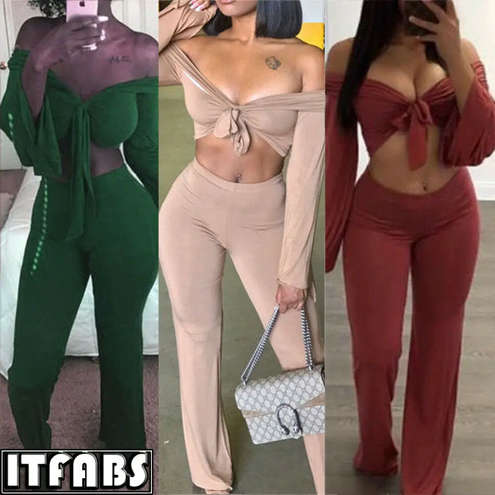 Hot Sale Women Ladies Fashion Casual Solid Summer Crop Top Long Pants Set Two Piece Outfits Jumpsuit Playsuit
Hot Sale Women Ladies Fashion Casual Solid Summer Crop Top Long Pants Set Two Piece Outfits Jumpsuit Playsuit