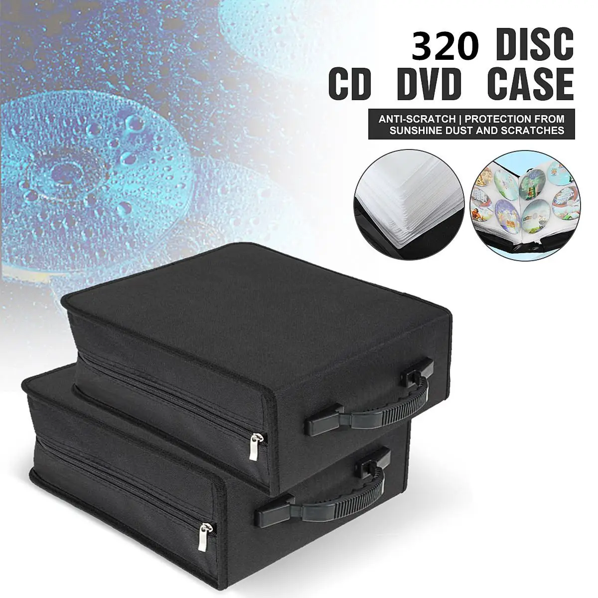 320 pcs CD DVD Dics Portable Media Storage Cover Carry Sleeve Hard Wallet Case Wallet Holder w / Universal Zipper Black Sleeves
320 pcs CD DVD Dics Portable Media Storage Cover Carry Sleeve Hard Wallet Case Wallet Holder w / Universal Zipper Black Sleeves