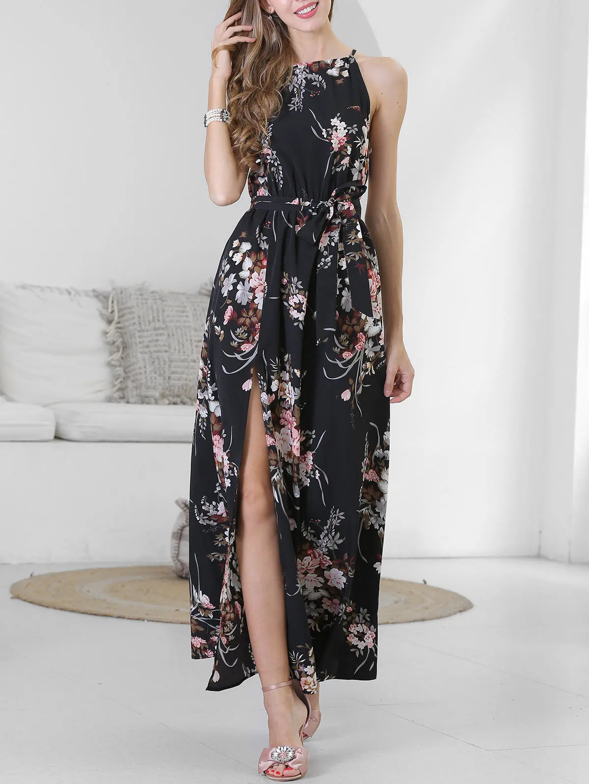 Joineles Floral Print Summer Beach Boho Dress Women High Slit Long Maxi Dress Sexy Sleeveless Belted Floor Length Vintage Dress
Joineles Floral Print Summer Beach Boho Dress Women High Slit Long Maxi Dress Sexy Sleeveless Belted Floor Length Vintage Dress