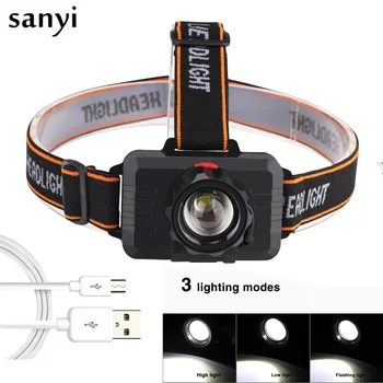 USB Rechargeable LED Headlamp T6 LED Headlight Head Light 3 Modes Rotate Zoomable Headlamps Use Built in 1*18650 Battery
USB Rechargeable LED Headlamp T6 LED Headlight Head Light 3 Modes Rotate Zoomable Headlamps Use Built in 1*18650 Battery