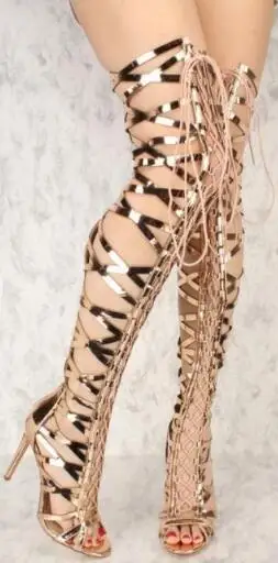 Sexy Lace-up Boots Over the Knee Gladiator Women Sandals Boots Fashion Gold Cross-tie Lady Long Boots Large Size Sandals
Sexy Lace-up Boots Over the Knee Gladiator Women Sandals Boots Fashion Gold Cross-tie Lady Long Boots Large Size Sandals