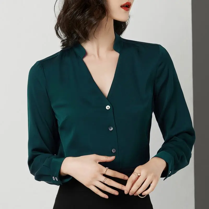 Plus Size 2019 Autumn Spring Women Shirts Full Sleeve Chiffon Loose V-Neck Play Hun Drape Blouse Shirt Dark Green Black 7740
Plus Size 2019 Autumn Spring Women Shirts Full Sleeve Chiffon Loose V-Neck Play Hun Drape Blouse Shirt Dark Green Black 7740