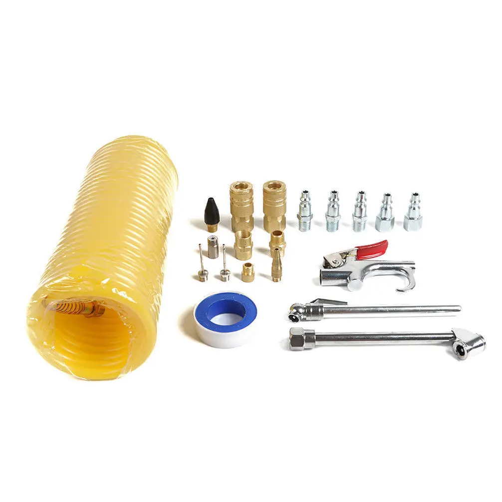 20pcs/Set new Air Compressor Accessory Kit Tool 25 Ft Recoil Hose Gun Nozzles Set High Quality Replacement Parts
20pcs/Set new Air Compressor Accessory Kit Tool 25 Ft Recoil Hose Gun Nozzles Set High Quality Replacement Parts