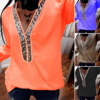 Fashio Plus Size Ladies Shirt Womens Loose Casual Long Sleeve Tops 2018 New Women Sexy V Neck Sequins Chiffon Blouse Shirt 5XL
Fashio Plus Size Ladies Shirt Womens Loose Casual Long Sleeve Tops 2018 New Women Sexy V Neck Sequins Chiffon Blouse Shirt 5XL