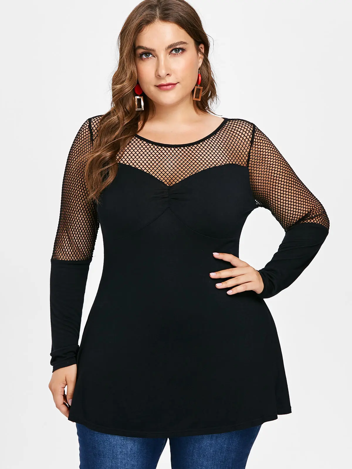 Lortalen Plus Size Fishnet Panel Tunic Tee Women T-Shirt Autumn O Neck Long Sleeve T Shirt Ladies Top Casual Shirt Tees Clothing
Lortalen Plus Size Fishnet Panel Tunic Tee Women T-Shirt Autumn O Neck Long Sleeve T Shirt Ladies Top Casual Shirt Tees Clothing