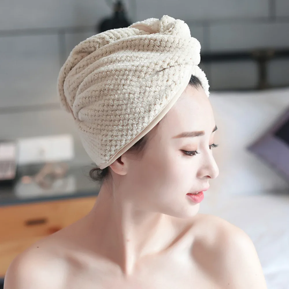 Microfiber Solid Hair Turban Head Wrap Quickly Dry Hair Hat Super Absorbent Womens Hair Drying Towel Bathing Cap with Button
Microfiber Solid Hair Turban Head Wrap Quickly Dry Hair Hat Super Absorbent Womens Hair Drying Towel Bathing Cap with Button