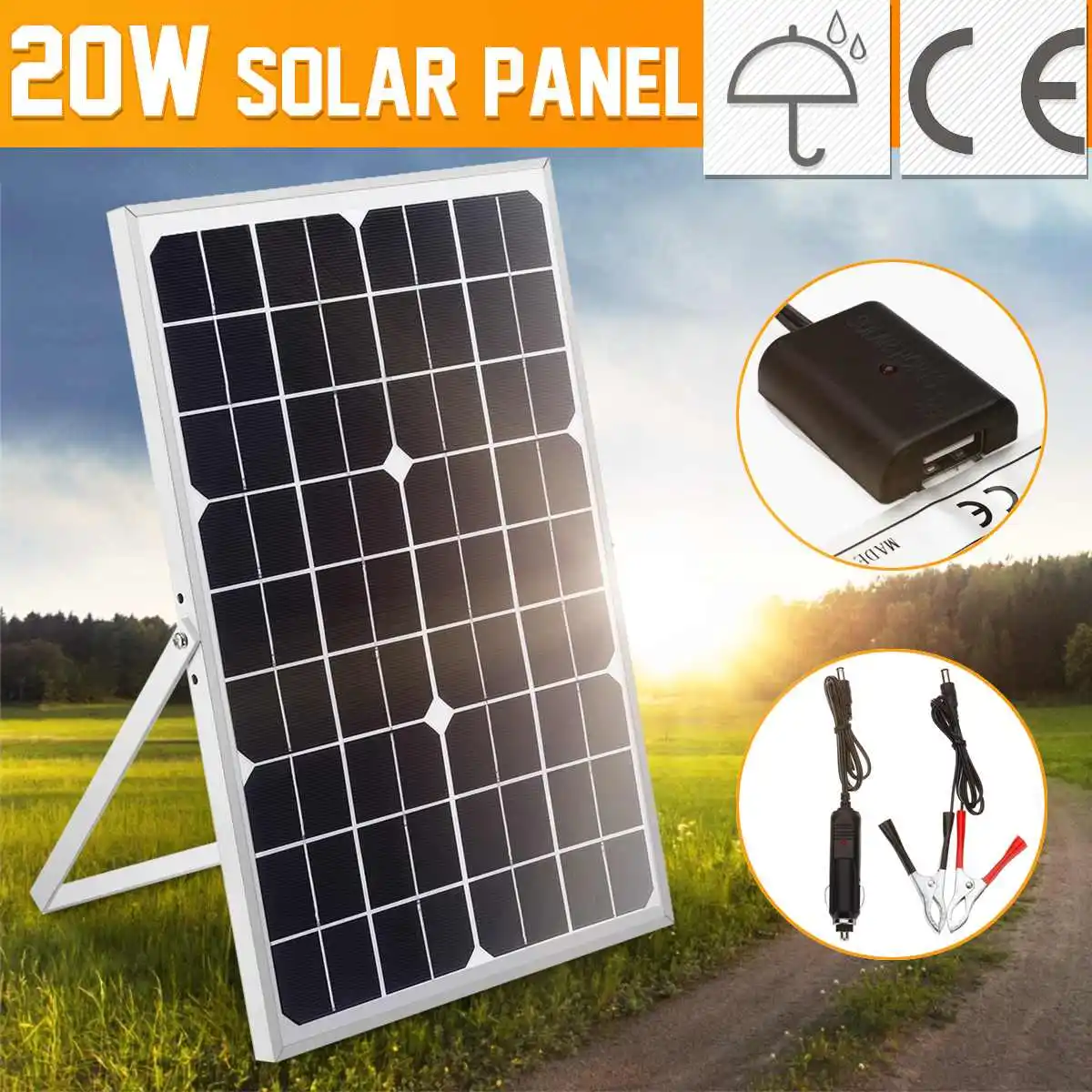 20W Polycrystalline Solar Panel DC 12V Photovoltaic Panel Aluminum Alloy Frame With Alligator Clip Wire Bracket 42x28cm
20W Polycrystalline Solar Panel DC 12V Photovoltaic Panel Aluminum Alloy Frame With Alligator Clip Wire Bracket 42x28cm