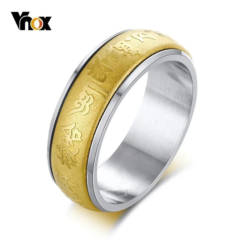 Vnox Spinner Yellow Mammom Mantra Unisex Ring for Women Men Stainless Steel Double Layer Rotatable Band Wealth Blessing Jewelry
Vnox Spinner Yellow Mammom Mantra Unisex Ring for Women Men Stainless Steel Double Layer Rotatable Band Wealth Blessing Jewelry