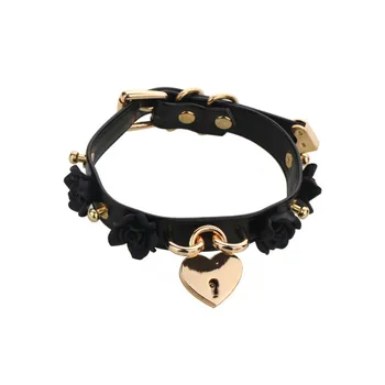 Punk Gothic Pu Leather Buckle Necklace Spiked Choker Handmade Kawaii Rose Flower Necklace Silver Heart Lock With Key 8 Colors
Punk Gothic Pu Leather Buckle Necklace Spiked Choker Handmade Kawaii Rose Flower Necklace Silver Heart Lock With Key 8 Colors