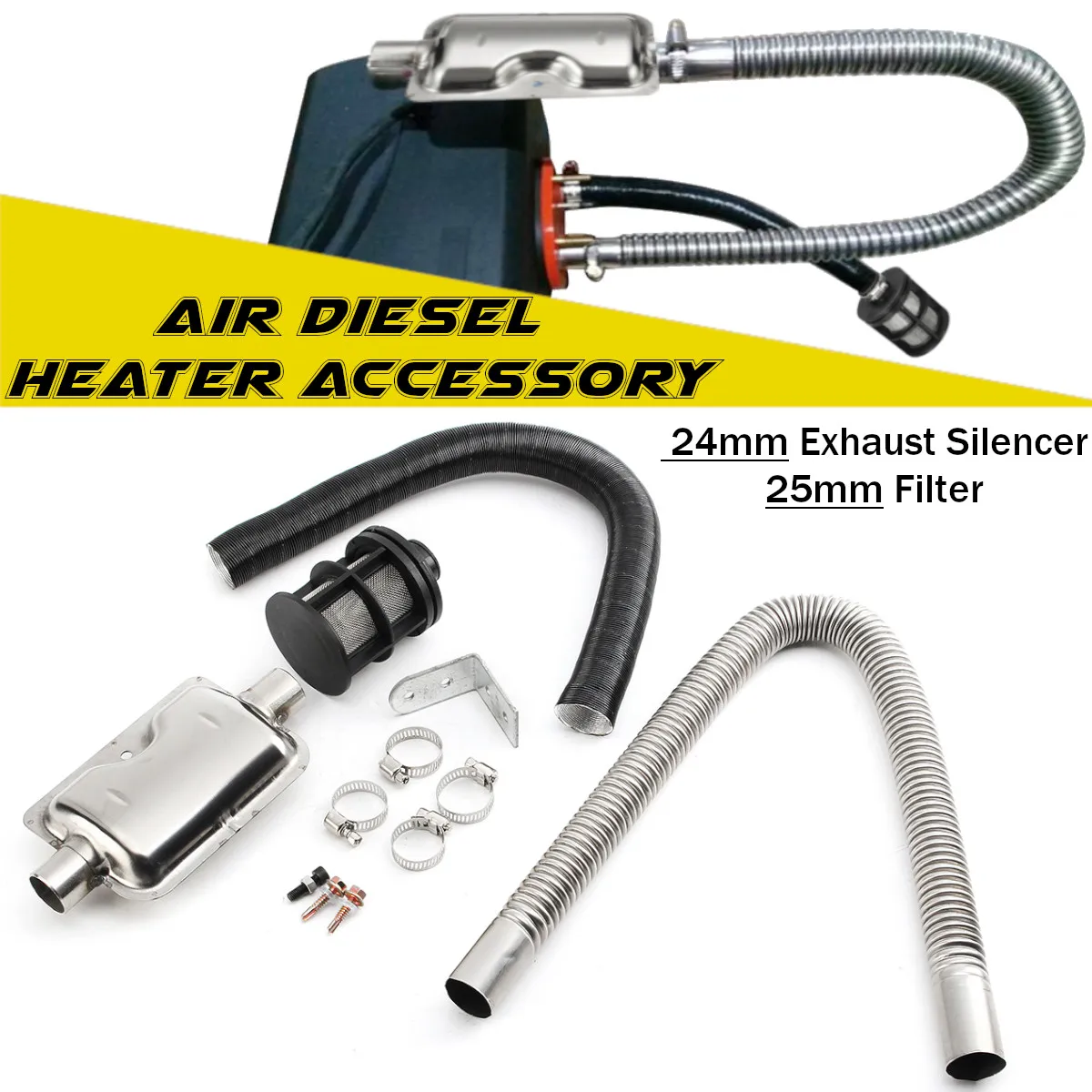 24mm Exhaust Silencer 25mm Air Filter Exhaust Intake Pipe Hose Line for Air for Diesel Parking Heater Accessories
24mm Exhaust Silencer 25mm Air Filter Exhaust Intake Pipe Hose Line for Air for Diesel Parking Heater Accessories