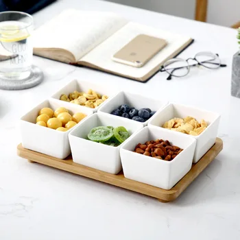 Ceramic DIY Separate Square Snacks Dish Dry Fruits Dessert Plates With Bamboo Tray Nut Salad Bowl Set Home Food Container Saucer
Ceramic DIY Separate Square Snacks Dish Dry Fruits Dessert Plates With Bamboo Tray Nut Salad Bowl Set Home Food Container Saucer