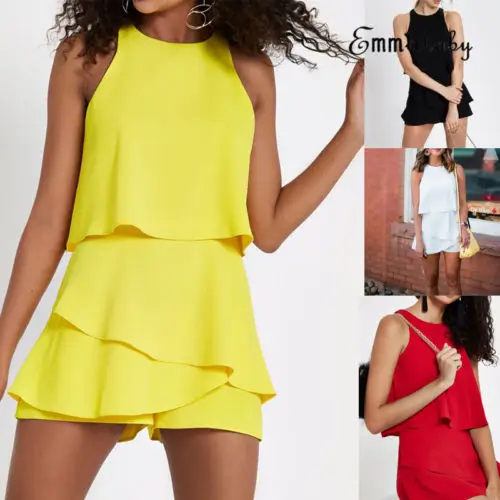 Women's Solid Sleeveless Ruffle Clubwear Holiday Summer Mini Jumpsuit Playsuit Romper Beach Shorts Pants
Women's Solid Sleeveless Ruffle Clubwear Holiday Summer Mini Jumpsuit Playsuit Romper Beach Shorts Pants