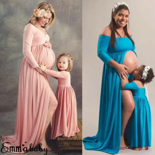 HIRIGIN реквизит для фотосъемки модное платье макси беременных женщин и дочери |