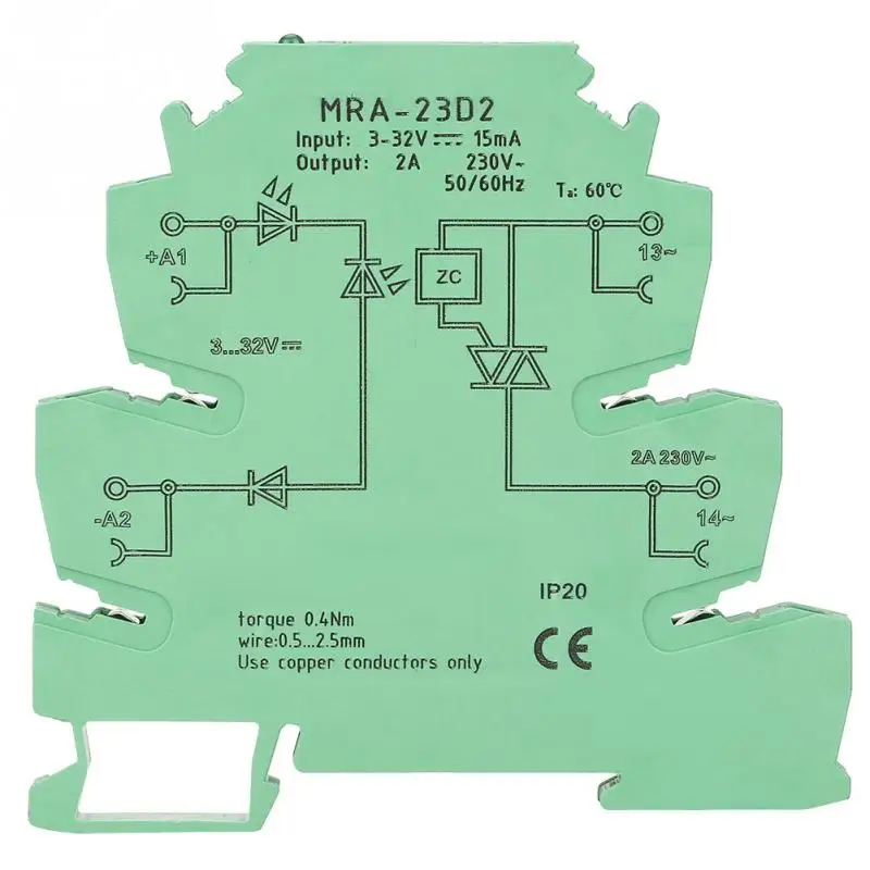 MRA-23D2 Ultra-Thin 6.2mm Solid State Relay Module Input 3-32VDC PLC Interface Relay
MRA-23D2 Ultra-Thin 6.2mm Solid State Relay Module Input 3-32VDC PLC Interface Relay