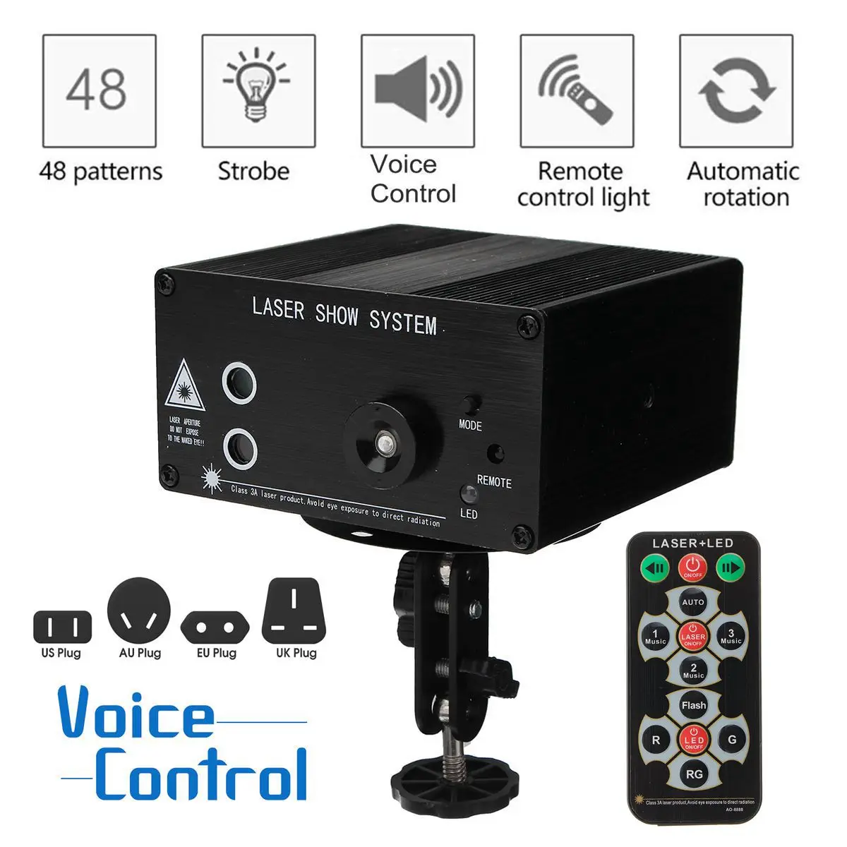 48 Pattern Laser Projector Remote/Sound Controll LED Disco Light RGB DJ Party Stage Light Christmas Lamp Decoration UK/US/EU
48 Pattern Laser Projector Remote/Sound Controll LED Disco Light RGB DJ Party Stage Light Christmas Lamp Decoration UK/US/EU