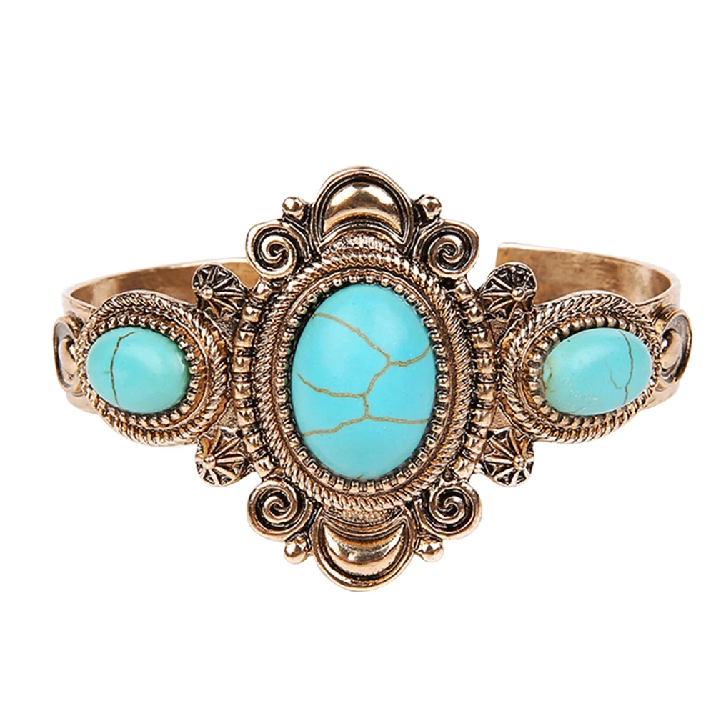 Vintage Bohemian Style Turquoises Bracelet Round Beads Charm Open Cuff Bangle Fashion Jewelry for Women Ladies Girls
Vintage Bohemian Style Turquoises Bracelet Round Beads Charm Open Cuff Bangle Fashion Jewelry for Women Ladies Girls