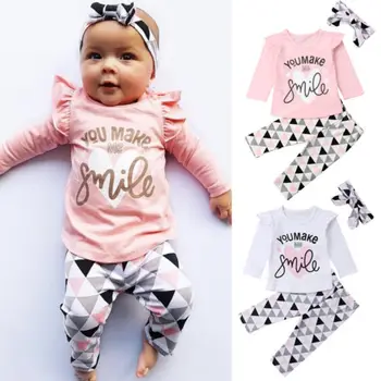 2019 Hot Sale Baby Girl Autumn Outfit Long Swings Sleeve Letter Print Infant T-Shirt+Long Patchwork Pants Newborn 3Pcs Clothes
2019 Hot Sale Baby Girl Autumn Outfit Long Swings Sleeve Letter Print Infant T-Shirt+Long Patchwork Pants Newborn 3Pcs Clothes