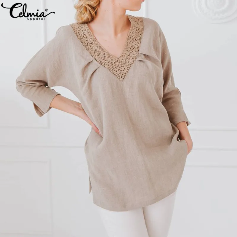 Celmia Vintage Women Lace Patchwork Blouses 2019 Summer Shirt Casual Loose V Neck Split Tunic Tops Female Blusas Mujer Plus Size
Celmia Vintage Women Lace Patchwork Blouses 2019 Summer Shirt Casual Loose V Neck Split Tunic Tops Female Blusas Mujer Plus Size