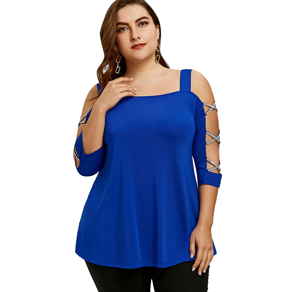 Rosegal Plus Size T-shirt with Cut Out Cross Sleeve Hollow Out Sexy Summer Women's Cold Shoulder Criss-Cross Sleeve Tees
Rosegal Plus Size T-shirt with Cut Out Cross Sleeve Hollow Out Sexy Summer Women's Cold Shoulder Criss-Cross Sleeve Tees