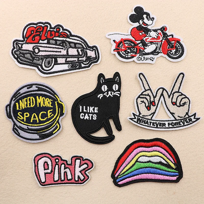 PGY Funny Motor Mouse Badges Rainbow Lips Black Cat Appliques Iron On Stickers Diy Pink Letter Parches Diy Garment Accessories
PGY Funny Motor Mouse Badges Rainbow Lips Black Cat Appliques Iron On Stickers Diy Pink Letter Parches Diy Garment Accessories