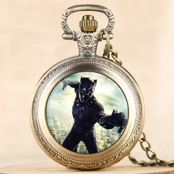 Fashion Black Panther Men Pocket Watch Rome Scale Quartz Pocket Watch Necklace Chain Retro Gift Pendant Clock Collectibles 2020
Fashion Black Panther Men Pocket Watch Rome Scale Quartz Pocket Watch Necklace Chain Retro Gift Pendant Clock Collectibles 2020