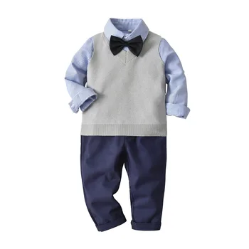 2018 Cross-boundary winter children's wear Boys 'Gentlemen's shirt with pure cotton sweater vest trousers bow tie set
2018 Cross-boundary winter children's wear Boys 'Gentlemen's shirt with pure cotton sweater vest trousers bow tie set