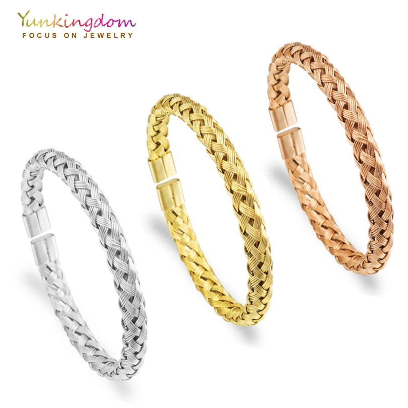 Yunkingdom stainless steel bracelets & bangles for women woven design bangles three colors gold ladies bangles Dropshipping
Yunkingdom stainless steel bracelets & bangles for women woven design bangles three colors gold ladies bangles Dropshipping