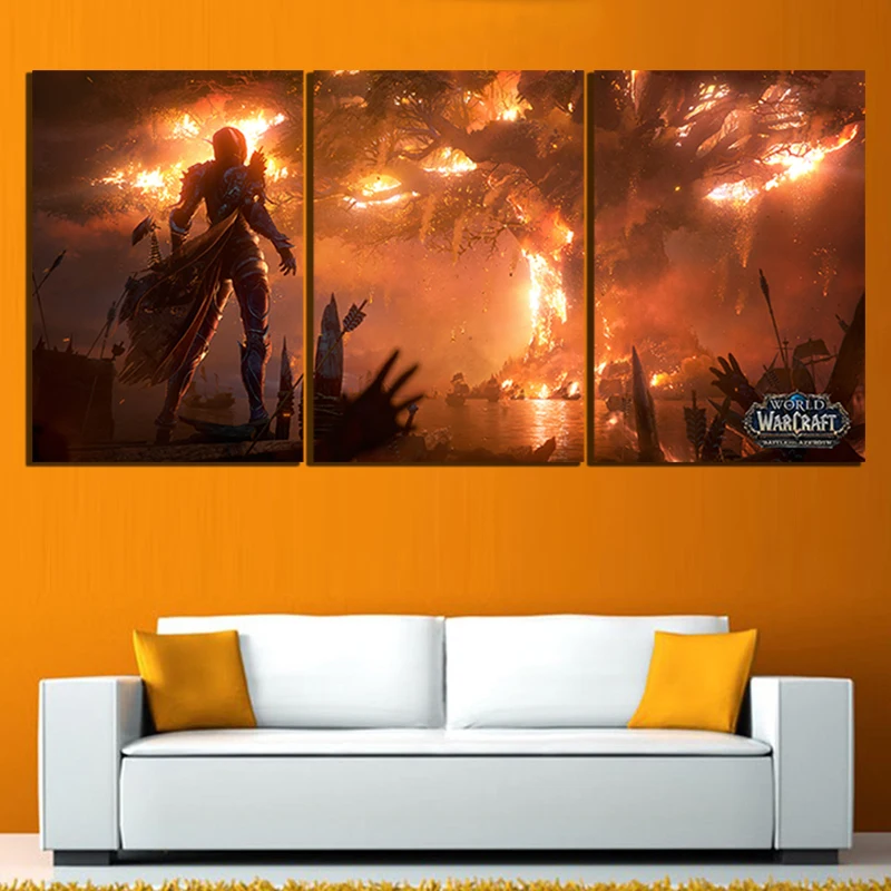 Модульная Картина на холсте для домашнего декора 3 шт. WOW Warcraft DOTA 2 Классическая