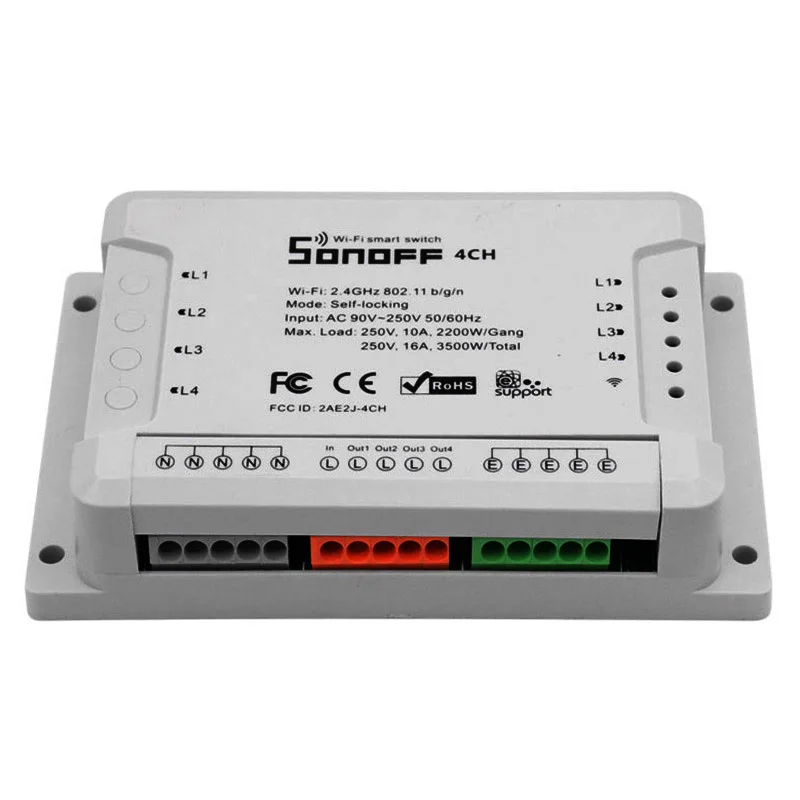 SONOFF 4CH R2 Inching Self-locking Mobile Phone Remote Control Timing Multi-channel Intelligent Smart Switch WIFI
SONOFF 4CH R2 Inching Self-locking Mobile Phone Remote Control Timing Multi-channel Intelligent Smart Switch WIFI