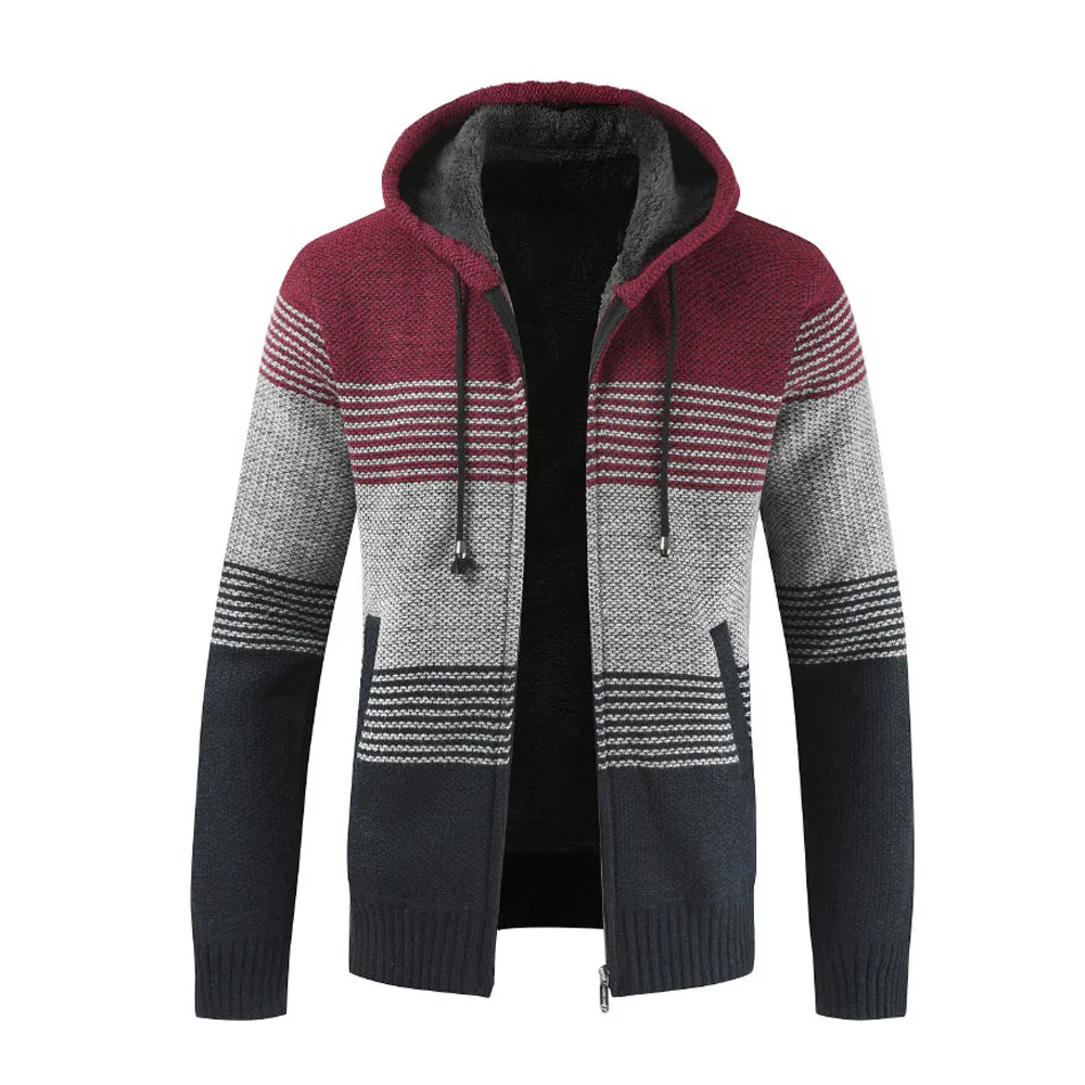 Fashion men's Knitting hoodies Autumn Winter men Brand thick hooded Sweatshirt Plus velvet lining Cardigan male Striped outwear
Fashion men's Knitting hoodies Autumn Winter men Brand thick hooded Sweatshirt Plus velvet lining Cardigan male Striped outwear
