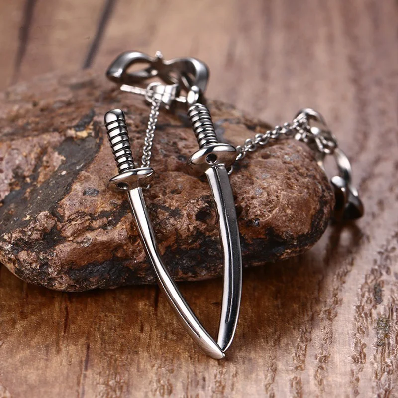 Unique Japanese Samurai Scimitar Sword Stud Earrings for Men Small Vintage Stainless Steel Katana arete Punk Jewelry
Unique Japanese Samurai Scimitar Sword Stud Earrings for Men Small Vintage Stainless Steel Katana arete Punk Jewelry