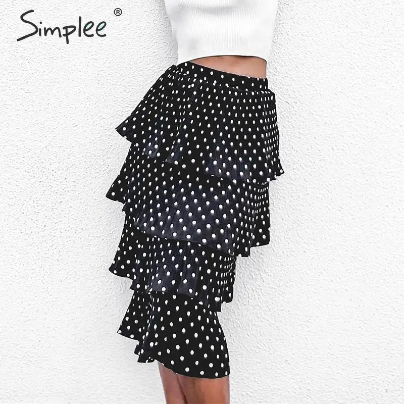 Simplee Polka dot multi-layer stretch women skirts High waist A-line pleated white skirts Summer style casual ladies midi skirt
Simplee Polka dot multi-layer stretch women skirts High waist A-line pleated white skirts Summer style casual ladies midi skirt
